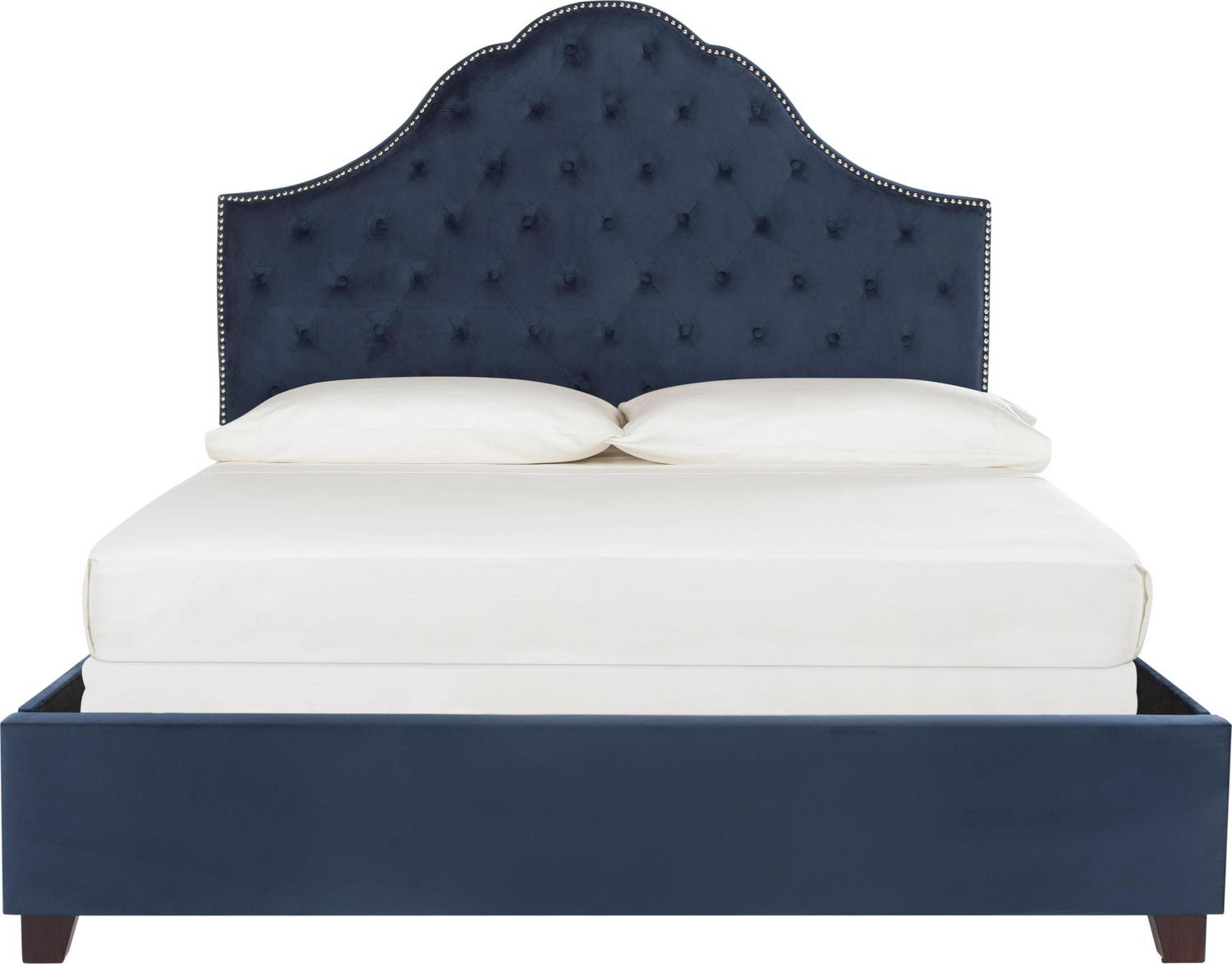 SAFAVIEH Beckham Modern Glam Tufted Headboard with Nail Heads, Queen, Navy - Image 2