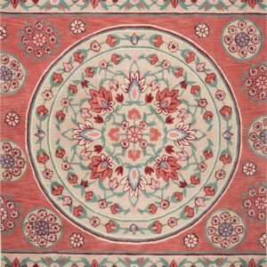 SAFAVIEH Bellagio Vanessa Floral Wool Area Rug, Red/Beige, 8' x 10'