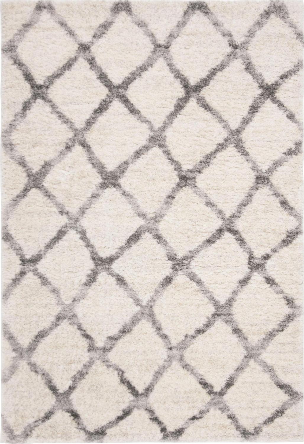 SAFAVIEH Berber Abel Geometric Shag Area Rug, Cream/Gray, 5'3" x 7'6" - Image 2