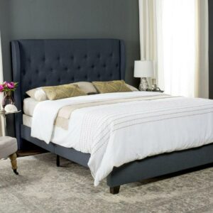 SAFAVIEH Blanchett Modern Retro Tufted Bed Frame, Full, Navy