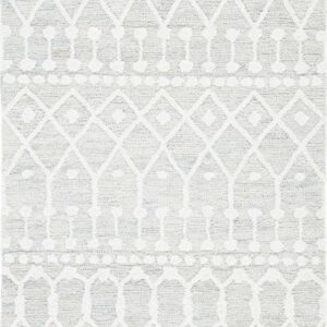 SAFAVIEH Blossom Aspen Aztec Geometric Wool Area Rug, Silver/Ivory, 3' x 5'