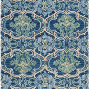 SAFAVIEH Blossom Abram Geometric Area Rug, Navy/Green, 5' x 8'