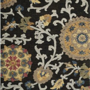 SAFAVIEH Blossom Danny Floral Wool Area Rug, Charcoal/Multi, 4' x 6'