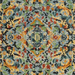 SAFAVIEH Blossom Everitt Floral Wool Fringed Area Rug, Blue/Multi, 5' x 8'