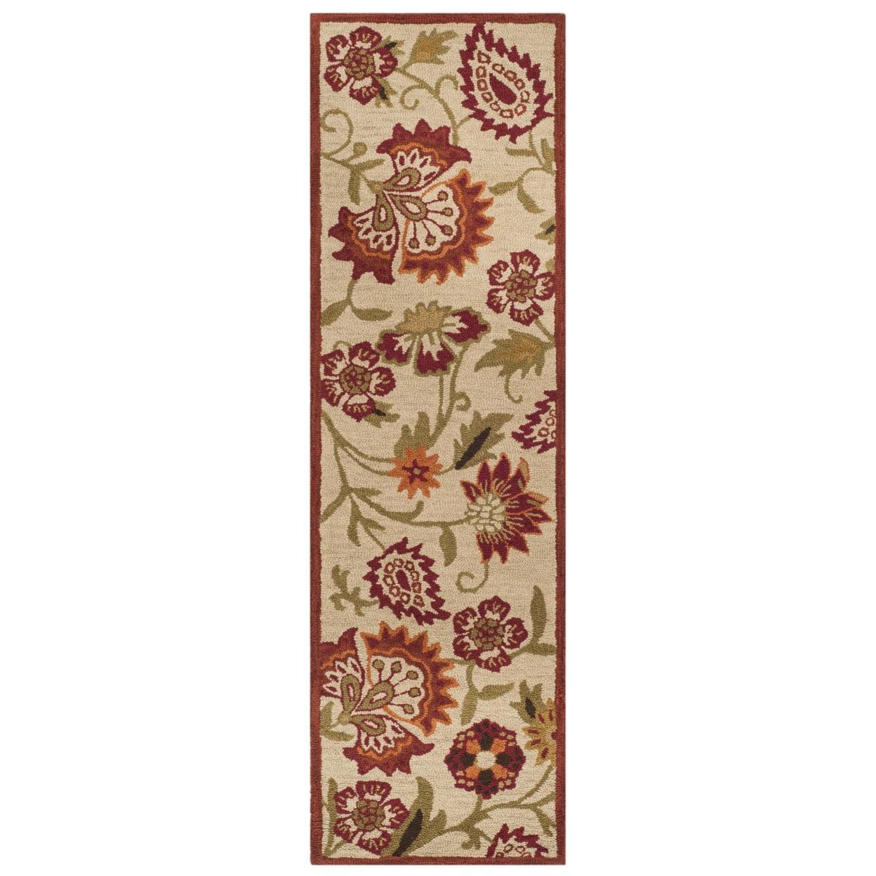 SAFAVIEH Blossom Leah Floral Flowers Wool Area Rug, Beige/Multi, 6' x 6' Round - Image 5