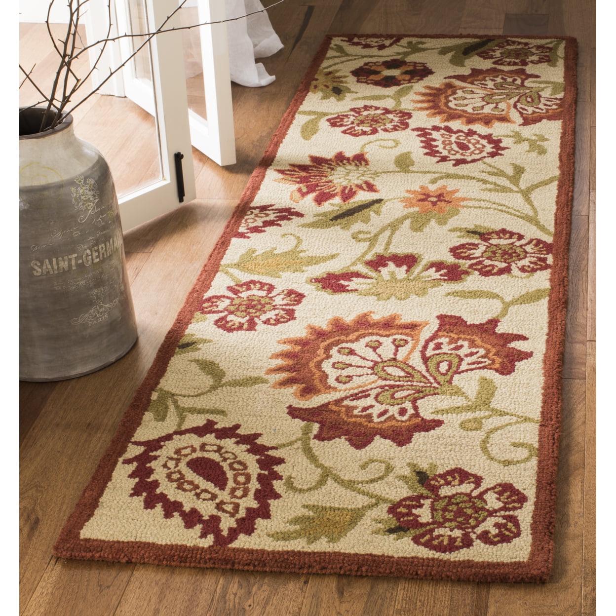 SAFAVIEH Blossom Leah Floral Flowers Wool Area Rug, Beige/Multi, 6' x 6' Round - Image 3