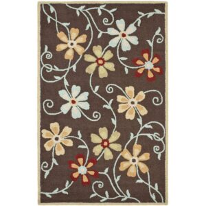 SAFAVIEH Blossom Linnaea Floral Wool Area Rug, Brown/Multi, 4' x 6'