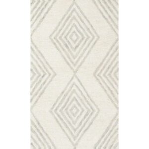 SAFAVIEH Blossom Winston Geometric Wool Runner Rug, Ivory/Silver, 2'3" x 8'