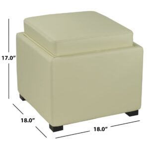 SAFAVIEH Bobbi Tray Storage Ottoman Flat Cream