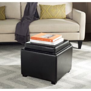 SAFAVIEH Bobbi Tray Storage Ottoman Black