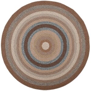 SAFAVIEH Braided Angel Bordered Machine Washable Reversible Area Rug, Brown/Multi, 4' x 4' Round