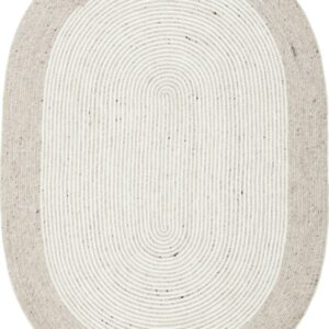 SAFAVIEH Braided Lars Geometric Reversible Area Rug, Beige/Ivory, 4' x 6' Oval