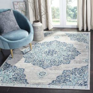 SAFAVIEH Brentwood Cantor Oriental Area Rug, Navy/Light Gray, 8' x 10'
