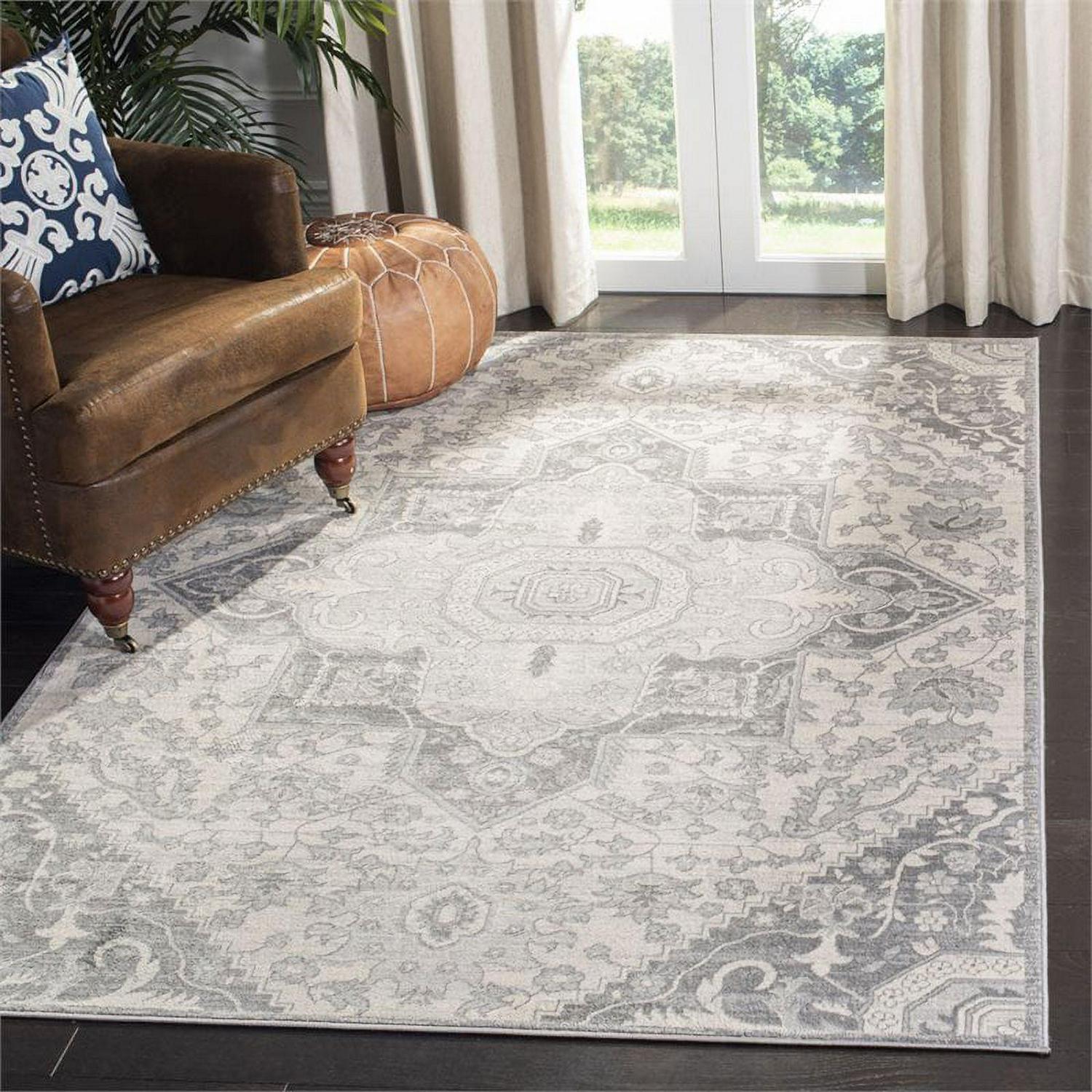SAFAVIEH Brentwood Trecia Oriental Area Rug, Grey/Cream, 5'3" x 7'6"