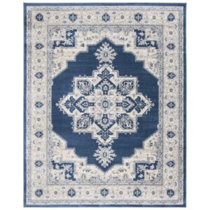 SAFAVIEH Brentwood Salah Oriental Area Rug, Navy/Creme, 9' x 12'