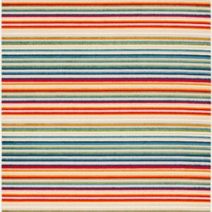 SAFAVIEH Cabana Fedelma Striped Indoor/Outdoor Area Rug, Ivory/Green, 5'3" x 7'7"