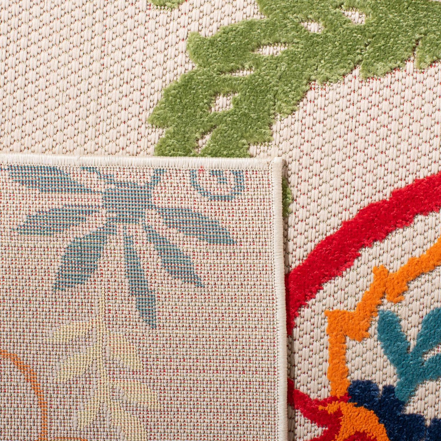 SAFAVIEH Cabana Lowell Floral Indoor/Outdoor Area Rug, Ivory/Blue, 5'3" x 7'7" - Image 6