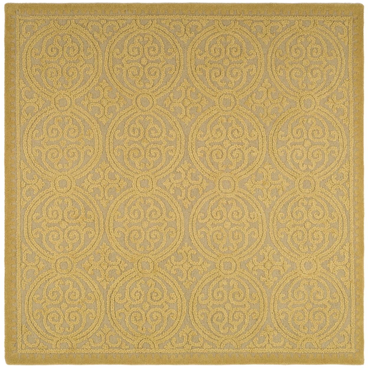 SAFAVIEH Cambridge Avalon Geometric Wool Area Rug, Light Gold/Dark Gold, 8' x 8' Square