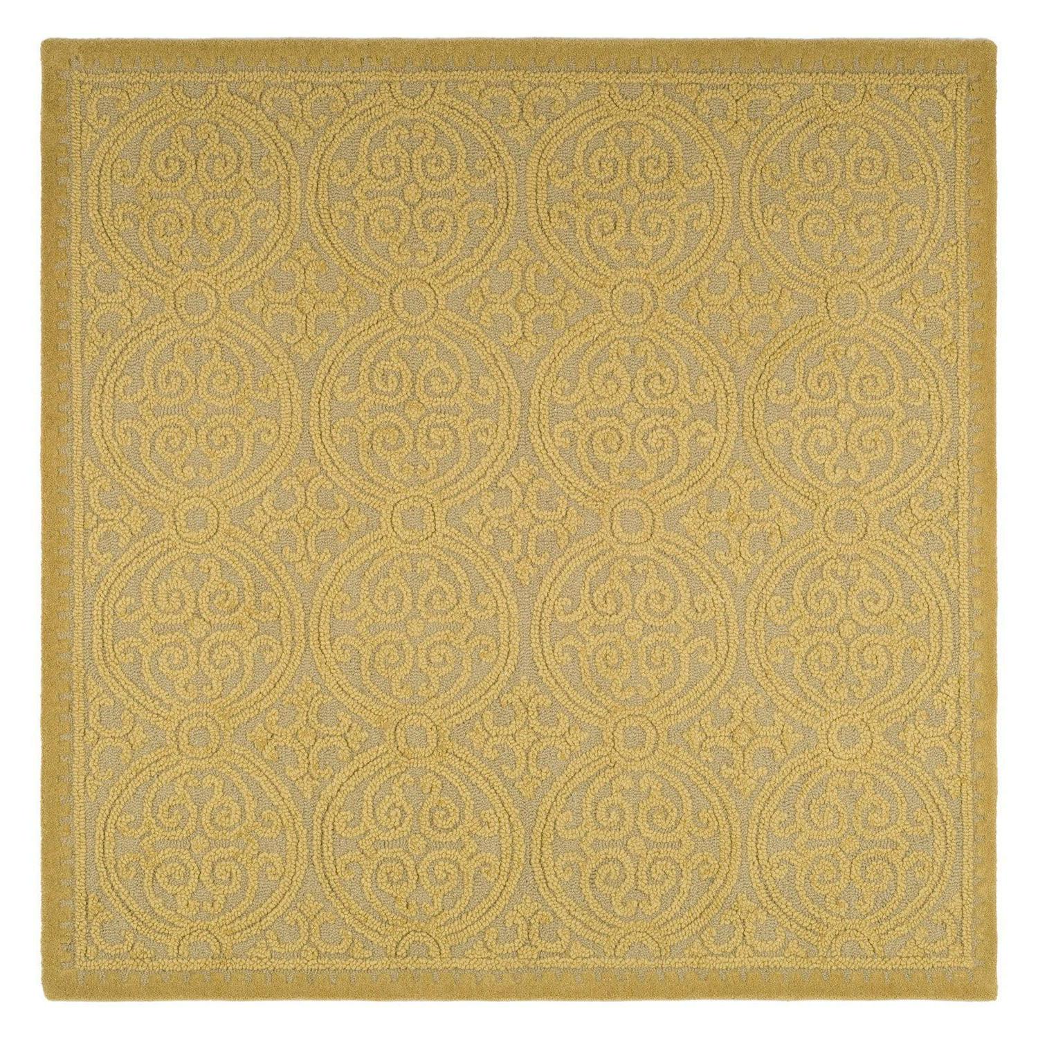 SAFAVIEH Cambridge Avalon Geometric Wool Area Rug, Light Gold/Dark Gold, 8' x 8' Square - Image 3