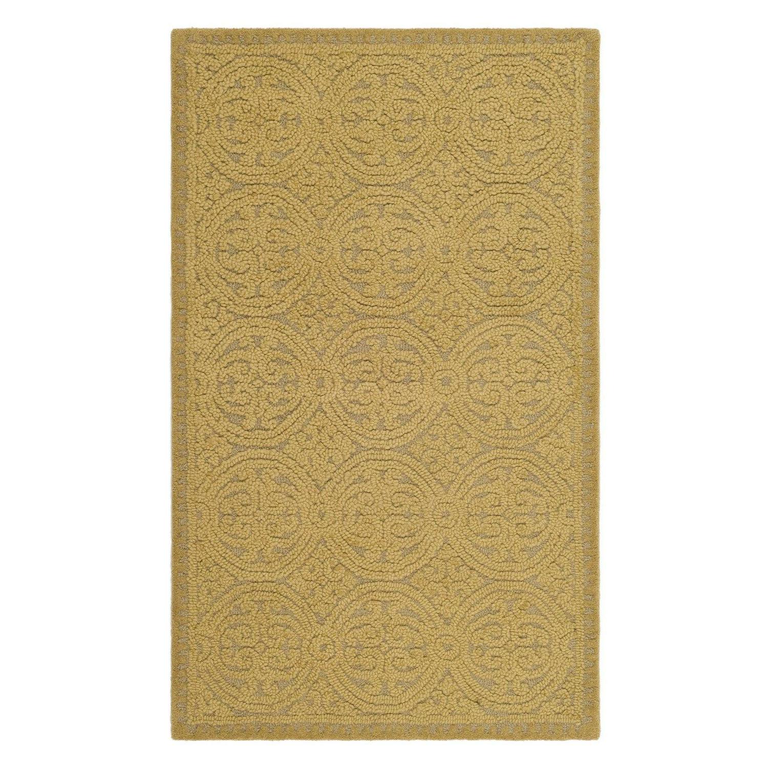 SAFAVIEH Cambridge Avalon Geometric Wool Area Rug, Light Gold/Dark Gold, 8' x 8' Square - Image 5