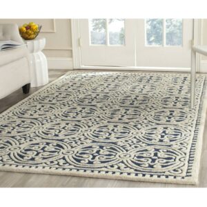SAFAVIEH Cambridge Leslie Geometric Wool Area Rug, Navy Blue/Ivory, 8' x 10'