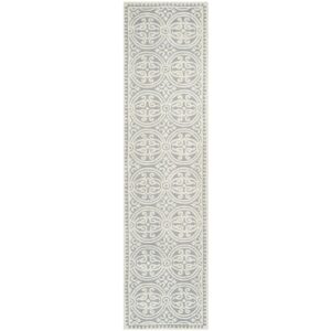 SAFAVIEH Cambridge Leslie Geometric Wool Runner Rug, Silver/Ivory, 2'6" x 10'