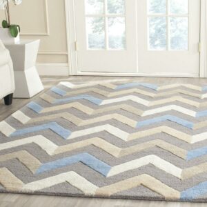 SAFAVIEH Cambridge Percival Geometric Wool Area Rug, Grey/Ivory, 9' x 12'