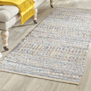 SAFAVIEH Cape Cod Gladwyn Geometric Runner Rug, Natural/Blue, 2'3" x 10'