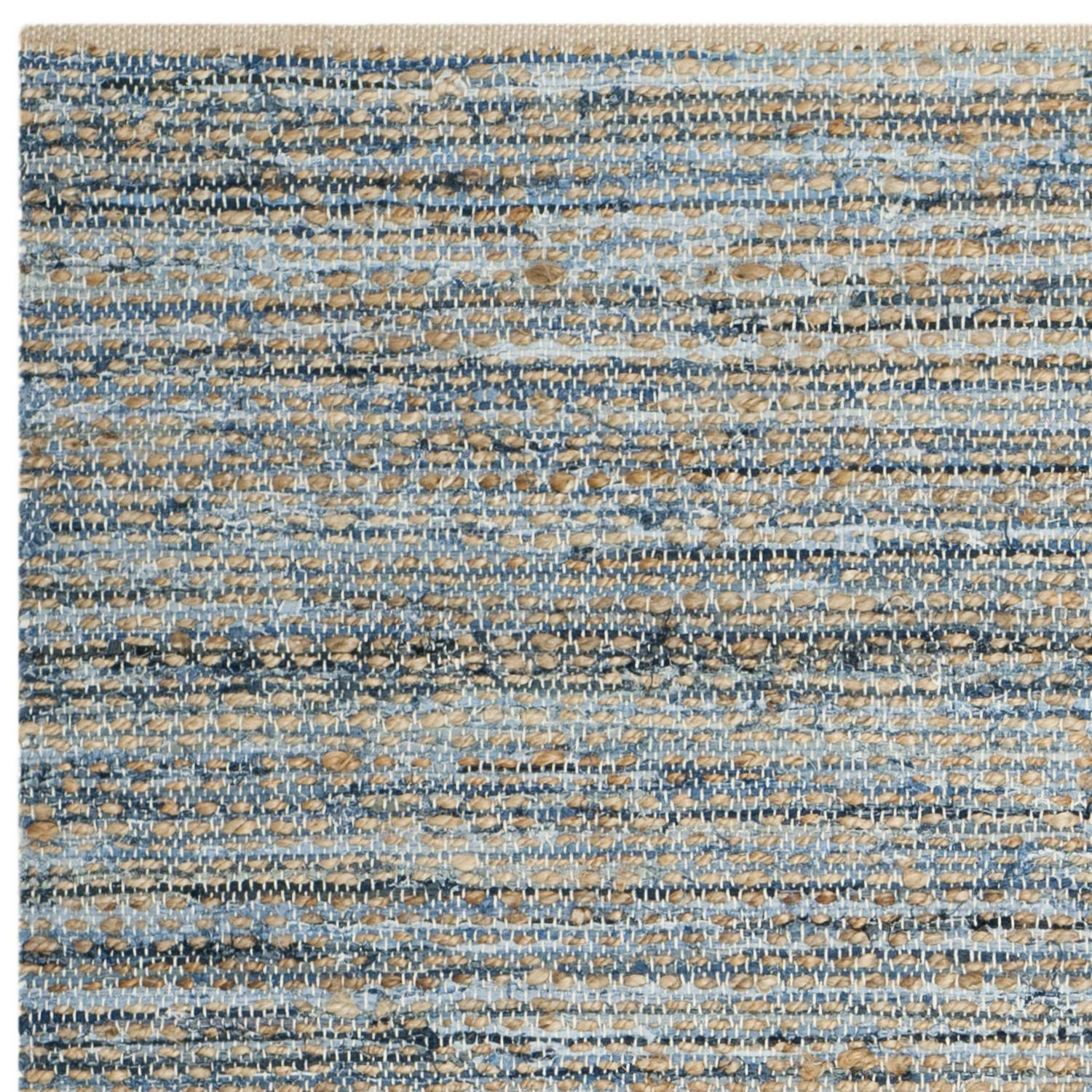 SAFAVIEH Cape Cod Leo Geometric Area Rug, Natural/Blue, 8' x 8' Square - Image 4