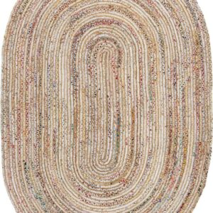SAFAVIEH Cape Cod Miah Geometric Area Rug, Beige/Multi, 6' x 9' Oval