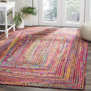 SAFAVIEH Cape Cod Miah Braided Area Rug, 5' x 8', Red/Multi