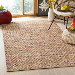 SAFAVIEH Cape Cod Phylliss Geometric Area Rug, Red/Natural, 6' x 6' Square