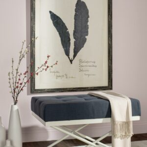 SAFAVIEH Cara Modern Glam Tufted Bench, Navy/Cream