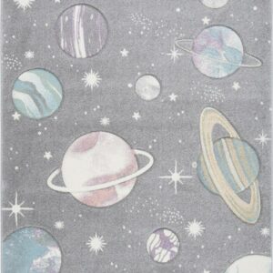 SAFAVIEH Carousel Kids World of Planets Area Rug, Gray/Lavender, 5'3" x 7'6"