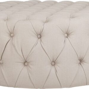 SAFAVIEH Charlene Modern Glam Solid Tufted Cocktail Ottoman, Taupe