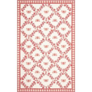 SAFAVIEH Chelsea Lara Floral Wool Area Rug, Ivory/Rose, 6' x 9'