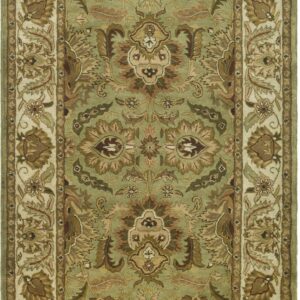 SAFAVIEH Classic Shanelle Traditional Wool Area Rug, Green/Ivory, 6' x 9'