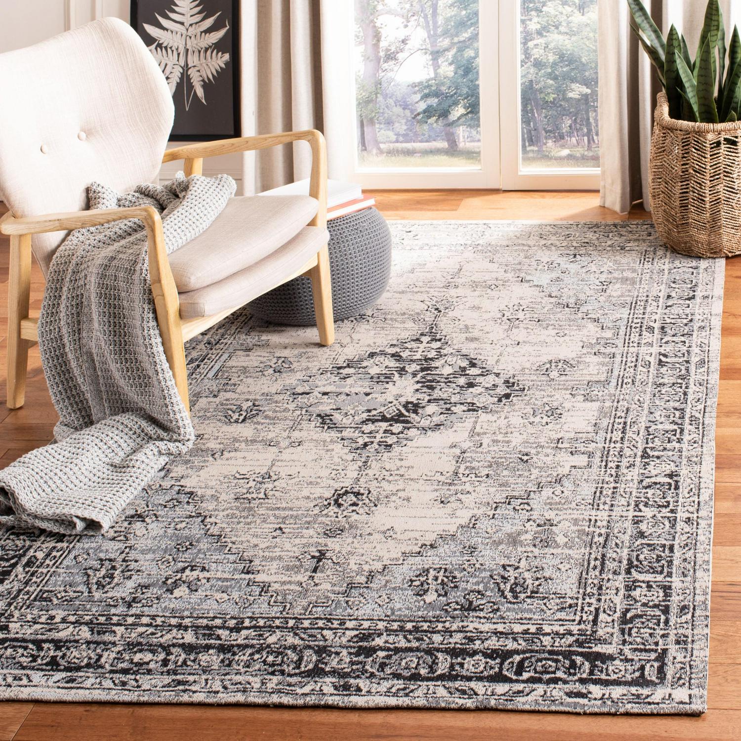 SAFAVIEH Classic Vintage Bedinn Overdyed Polyester Area Rug, Grey, 5' x 8'