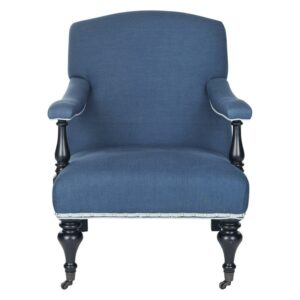 SAFAVIEH Coral Transitional Linen Arm Chair, Steel Blue
