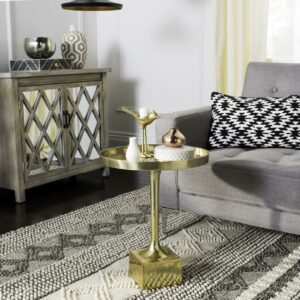 SAFAVIEH Corvus Contemporary Round Side Table, Antique Brass