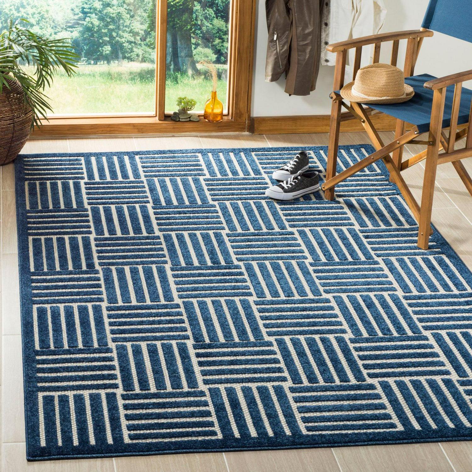 SAFAVIEH Cottage Portmont Geometric Indoor/Outdoor Area Rug Grey/Beige, 8' x 11'2" - Image 4