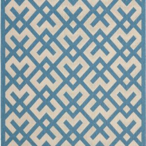 SAFAVIEH Courtyard Alvin Geometric Indoor/Outdoor Area Rug, 8' x 11', Beige/Blue