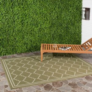 SAFAVIEH Courtyard Amy Geometric Indoor/Outdoor Area Rug, 5'3" x 7'7", Green/Beige