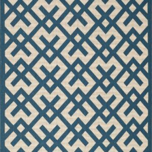 SAFAVIEH Courtyard Alvin Geometric Indoor/Outdoor Area Rug, Navy/Beige, 9' x 12'