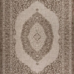 SAFAVIEH Courtyard Avi Traditional Indoor/Outdoor Area Rug, 8' x 11', Light Beige/Light Brown