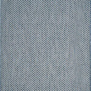 SAFAVIEH Courtyard Blair Checkered Indoor/Outdoor Area Rug, Blue/Light Grey, 5'3" x 7'7"