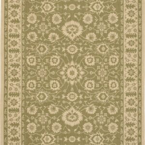 SAFAVIEH Courtyard Blake Oriental Indoor/Outdoor Area Rug, Green/Creme, 6'7" x 9'6"