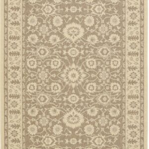 SAFAVIEH Courtyard Blake Traditional Indoor/Outdoor Area Rug Brown/Cream, 5'3" x 7'7"