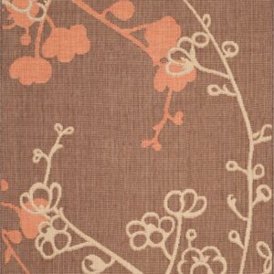 SAFAVIEH Courtyard Christian Floral Indoor/Outdoor Area Rug, 5'3" x 7'7", Natural Brown/Terracotta