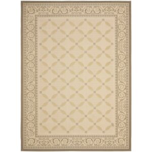 SAFAVIEH Courtyard Cohen Bordered Indoor/Outdoor Area Rug, Dark Beige/Beige, 6'7" x 9'6"